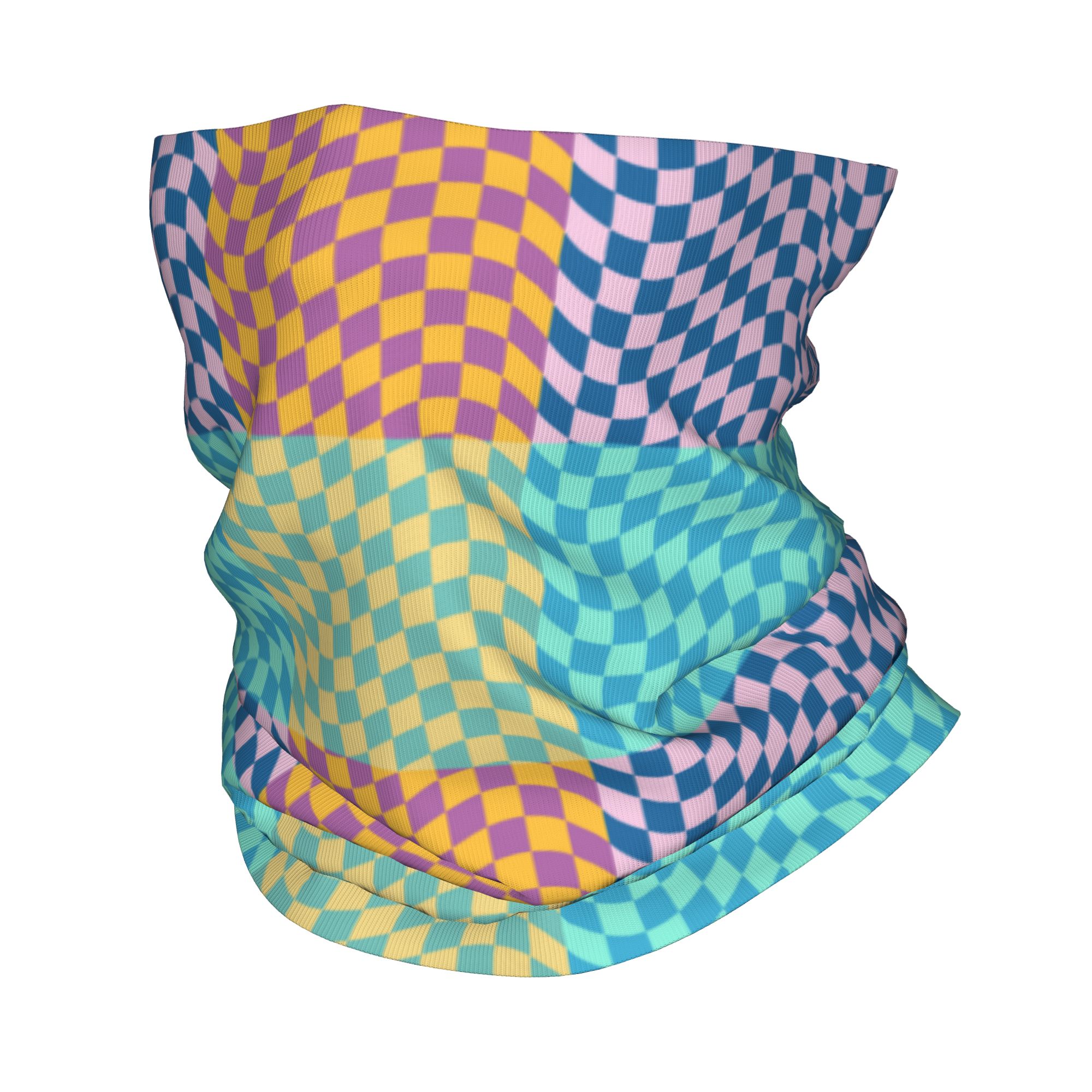 Neck Warmer Balaclava - Bandana Leher Motif Kotak-kotak Warna-warni, Penutup